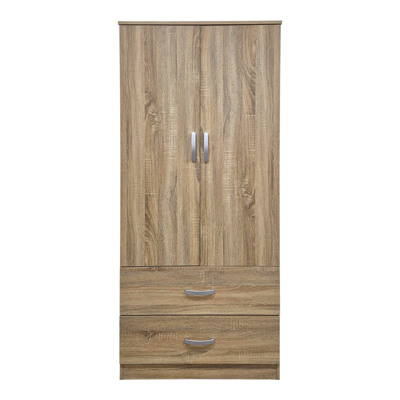 Ντουλάπα δίφυλλη με 2 συρτάρια Alvia  sonoma 80x51.5x180εκ - Pakobazaar