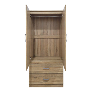 Ντουλάπα δίφυλλη με 2 συρτάρια Alvia  sonoma 80x51.5x180εκ - Pakobazaar