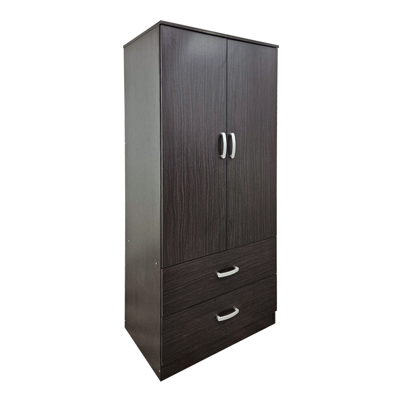 Ντουλάπα δίφυλλη με 2 συρτάρια Alvia  wenge 80x51.5x180εκ - Pakobazaar