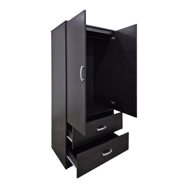 Ντουλάπα δίφυλλη με 2 συρτάρια Alvia  wenge 80x51.5x180εκ - Pakobazaar