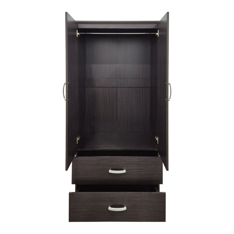 Ντουλάπα δίφυλλη με 2 συρτάρια Alvia  wenge 80x51.5x180εκ - Pakobazaar