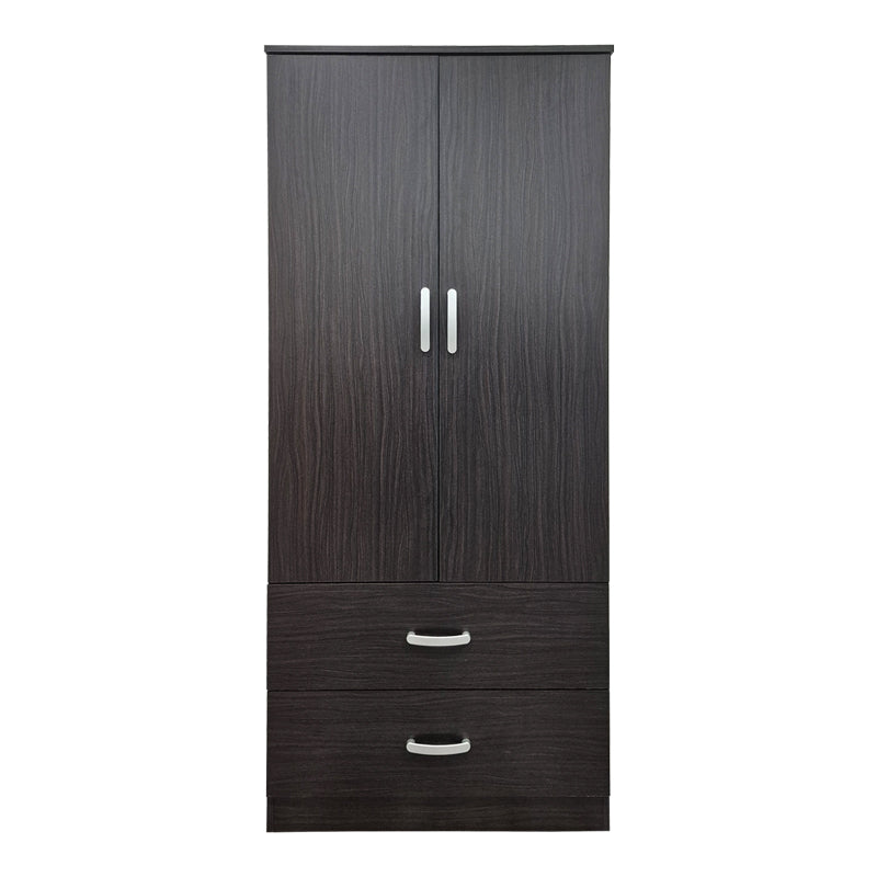 Ντουλάπα δίφυλλη με 2 συρτάρια Alvia  wenge 80x51.5x180εκ - Pakobazaar