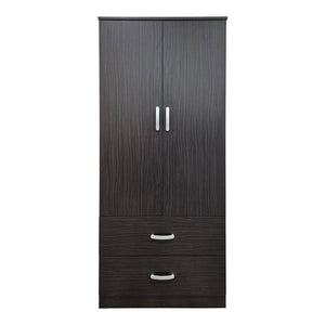 Ντουλάπα δίφυλλη με 2 συρτάρια Alvia  wenge 80x51.5x180εκ - Pakobazaar