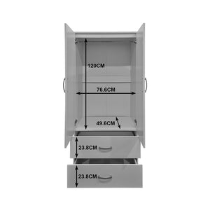 Ντουλάπα δίφυλλη με 2 συρτάρια Alvia  wenge 80x51.5x180εκ - Pakobazaar