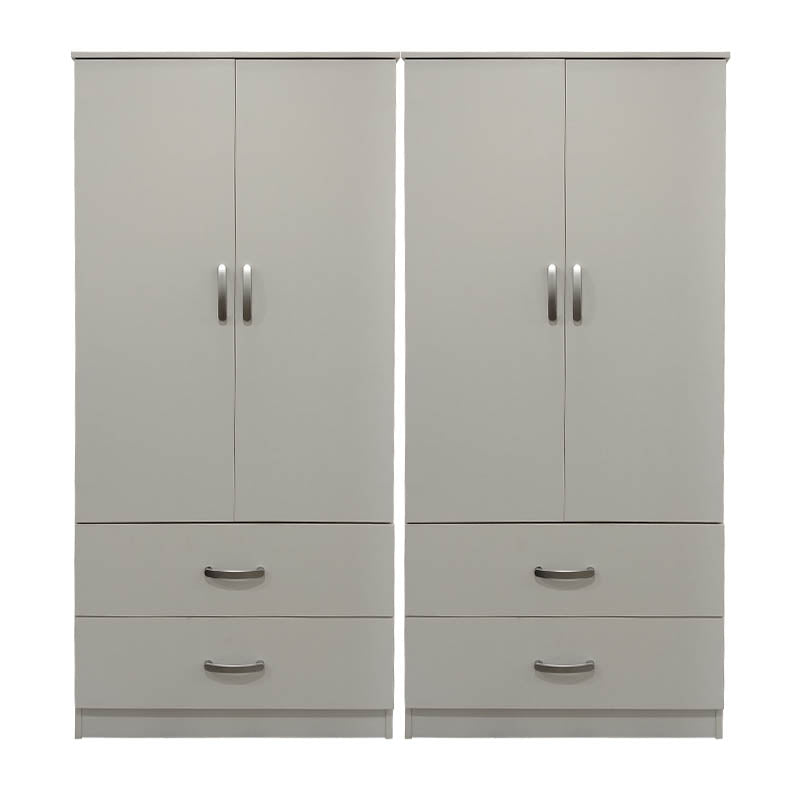 Ντουλάπα τετράφυλλη με συρτάρια Athos  λευκή 160x42x180εκ - Pakobazaar