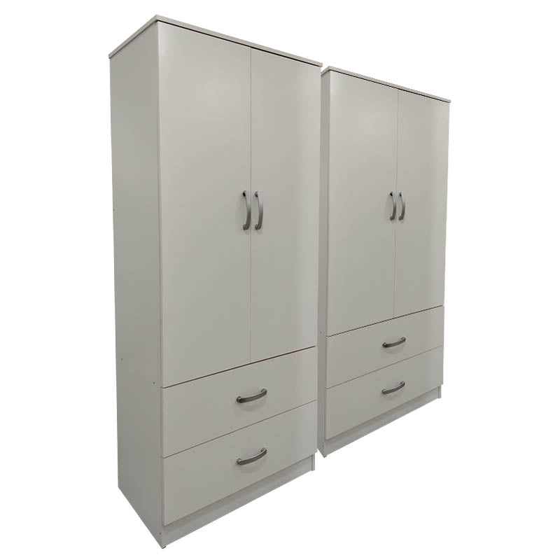 Ντουλάπα τετράφυλλη με συρτάρια Athos  λευκή 160x42x180εκ - Pakobazaar