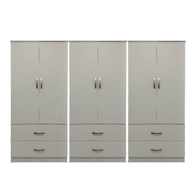 Ντουλάπα εξάφυλλη με συρτάρια Athos  λευκή 240x42x180εκ - Pakobazaar