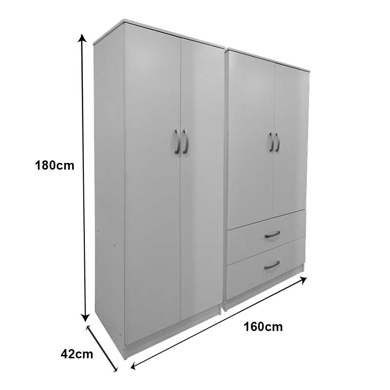 Ντουλάπα τετράφυλλη Athos  λευκή 160x42x180εκ - Pakobazaar