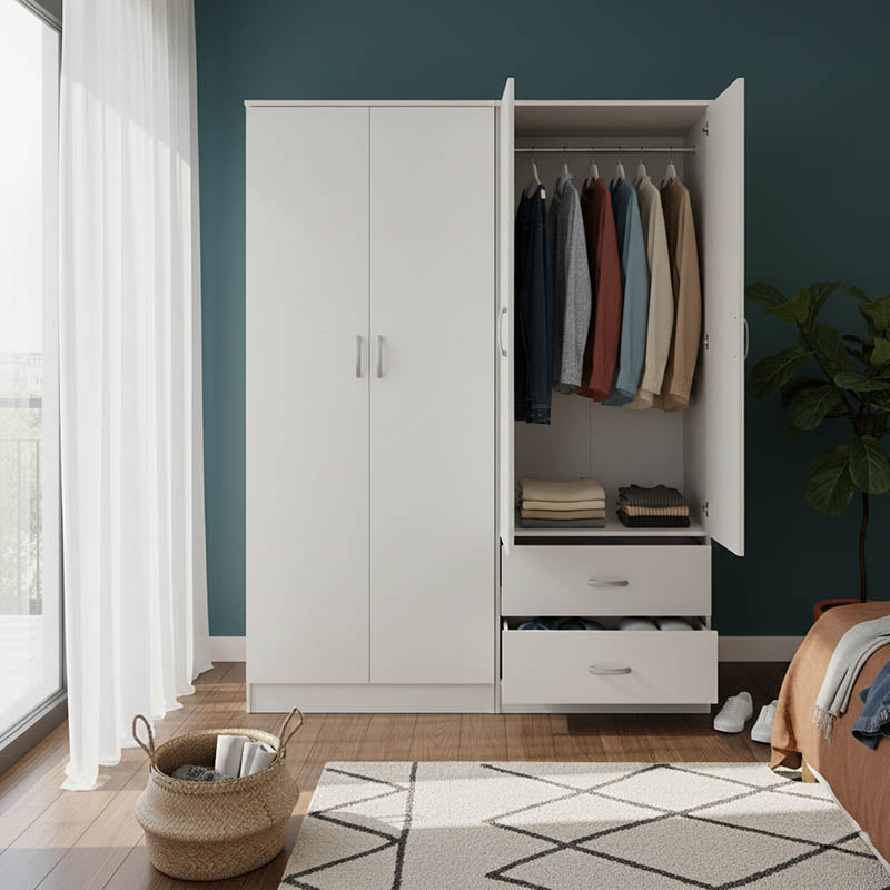 Ντουλάπα τετράφυλλη Athos  λευκή 160x42x180εκ - Pakobazaar