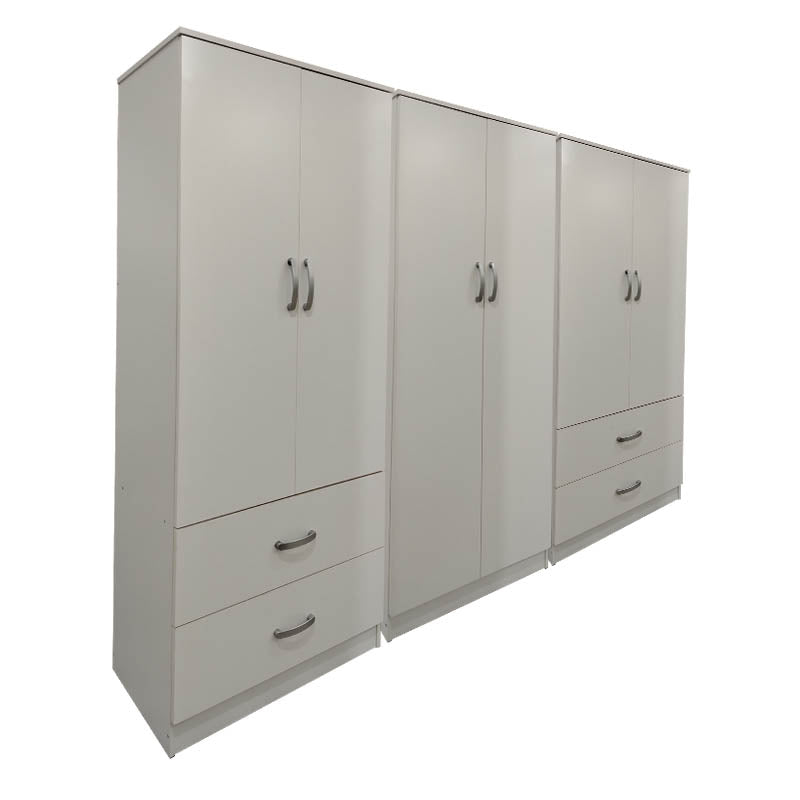 Ντουλάπα εξάφυλλη Athos  λευκή 240x42x180εκ - Pakobazaar