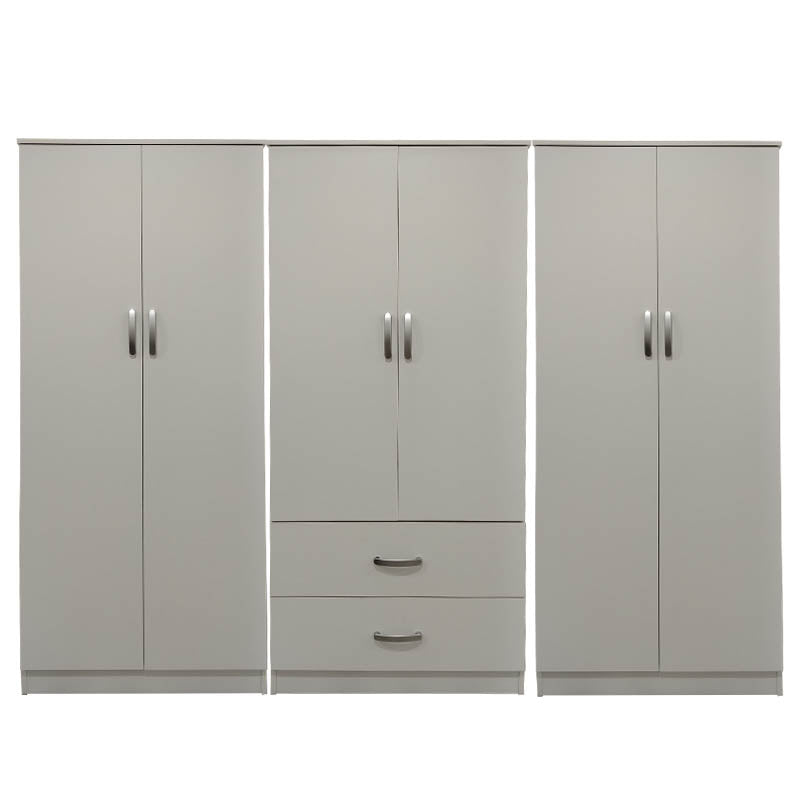 Ντουλάπα εξάφυλλη Athos I  λευκή 240x42x180εκ - Pakobazaar
