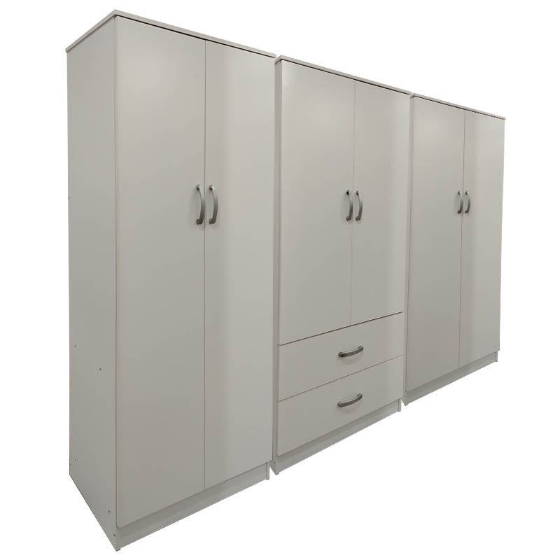 Ντουλάπα εξάφυλλη Athos I  λευκή 240x42x180εκ - Pakobazaar
