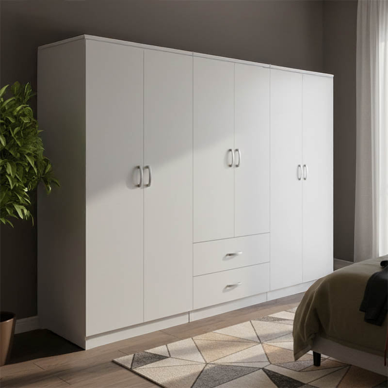 Ντουλάπα εξάφυλλη Athos I  λευκή 240x42x180εκ - Pakobazaar