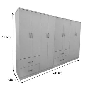 Ντουλάπα οχτάφυλλη Athos  λευκή 241x42x181εκ - Pakobazaar