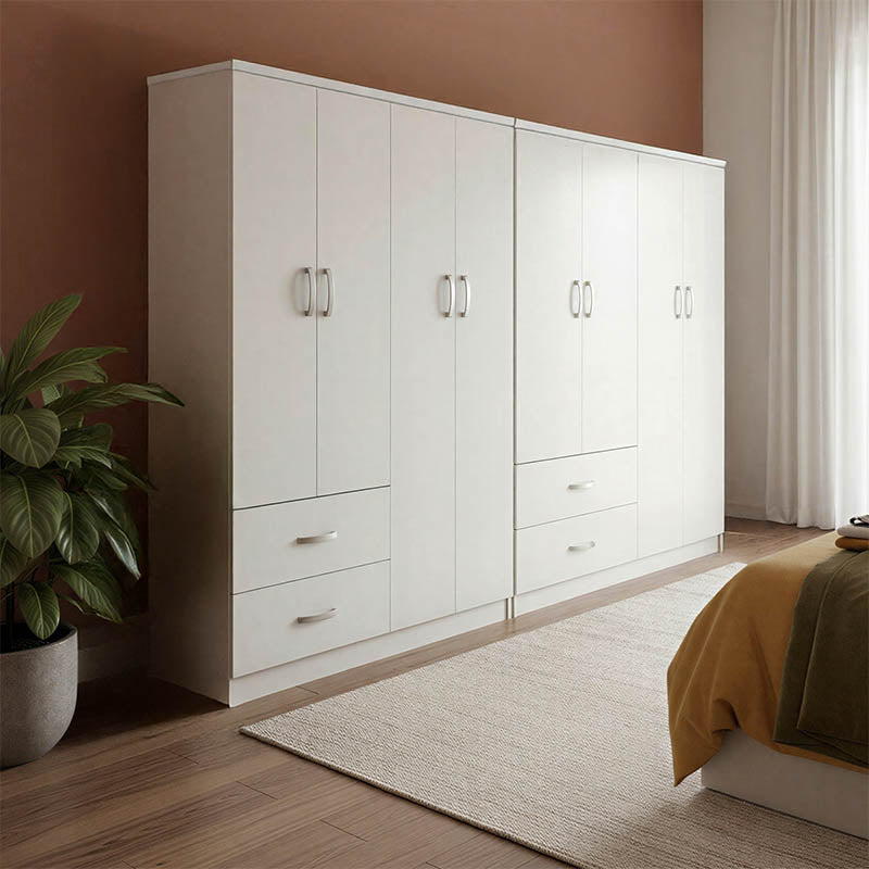 Ντουλάπα οχτάφυλλη Athos  λευκή 241x42x181εκ - Pakobazaar