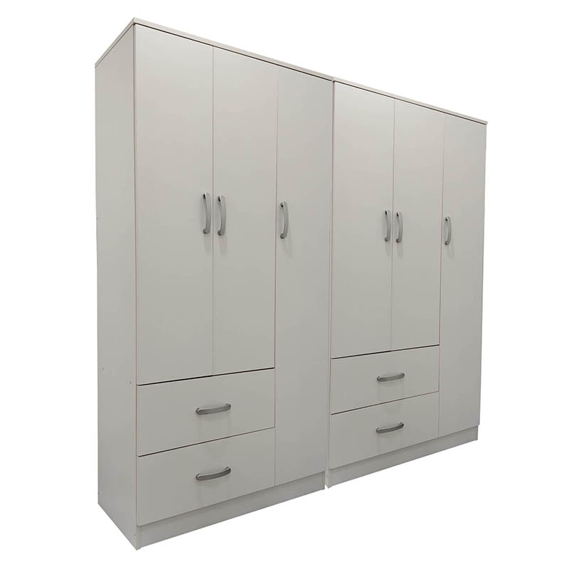 Ντουλάπα εξάφυλλη Athos  λευκή 180x42x180εκ - Pakobazaar