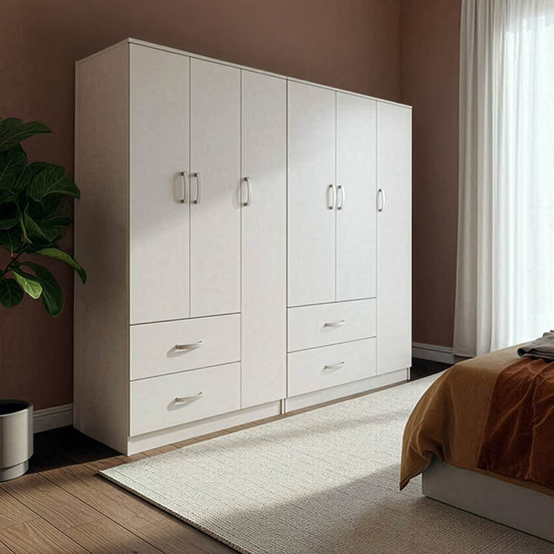 Ντουλάπα εξάφυλλη Athos  λευκή 180x42x180εκ - Pakobazaar