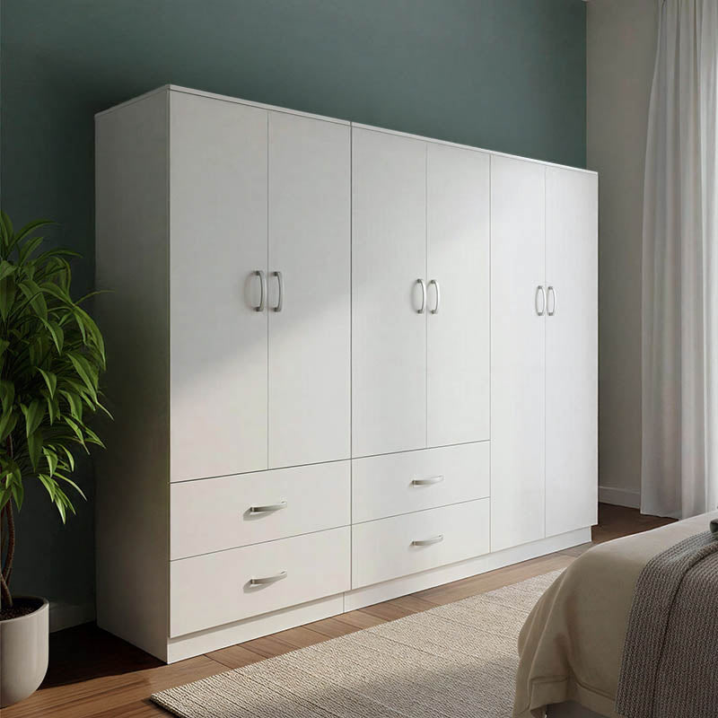 Ντουλάπα εξάφυλλη Athos  λευκή 200,5x42x180εκ - Pakobazaar