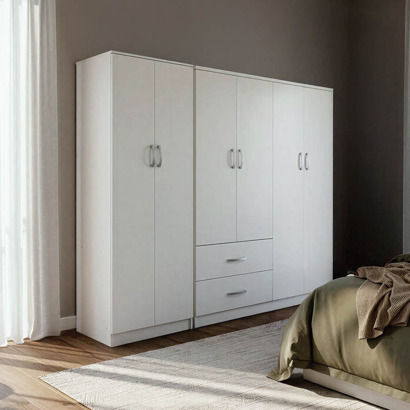 Ντουλάπα εξάφυλλη Athos Ι  λευκή 200,5x42x180εκ - Pakobazaar