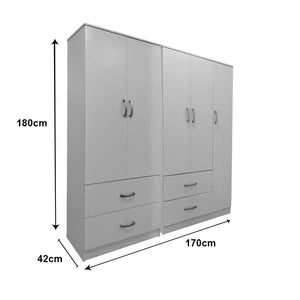Ντουλάπα πεντάφυλλη Athos  λευκή 170x42x180εκ - Pakobazaar