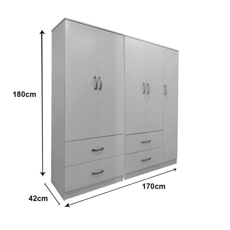 Ντουλάπα πεντάφυλλη Athos  λευκή 170x42x180εκ - Pakobazaar