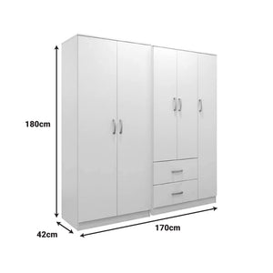 Ντουλάπα πεντάφυλλη Athos I  λευκή 170x42x180εκ - Pakobazaar