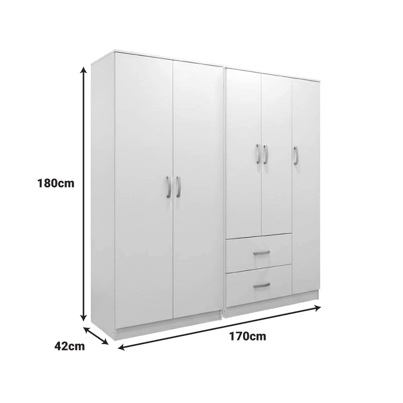 Ντουλάπα πεντάφυλλη Athos I  λευκή 170x42x180εκ - Pakobazaar