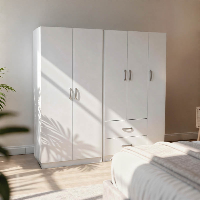 Ντουλάπα πεντάφυλλη Athos I  λευκή 170x42x180εκ - Pakobazaar