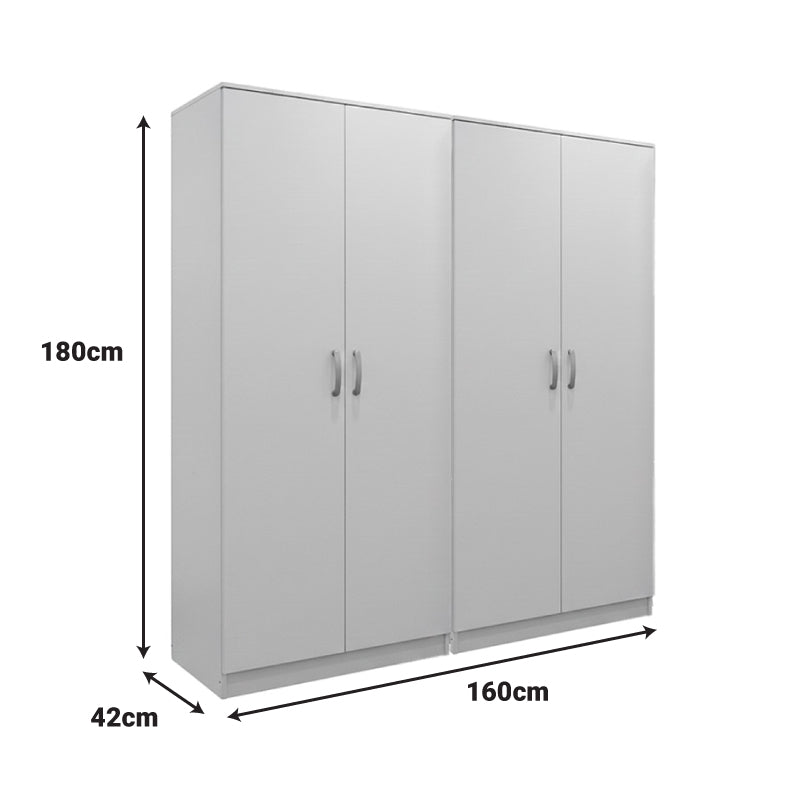 Ντουλάπα τετράφυλλη Athos Ι  λευκή 160x42x180εκ - Pakobazaar