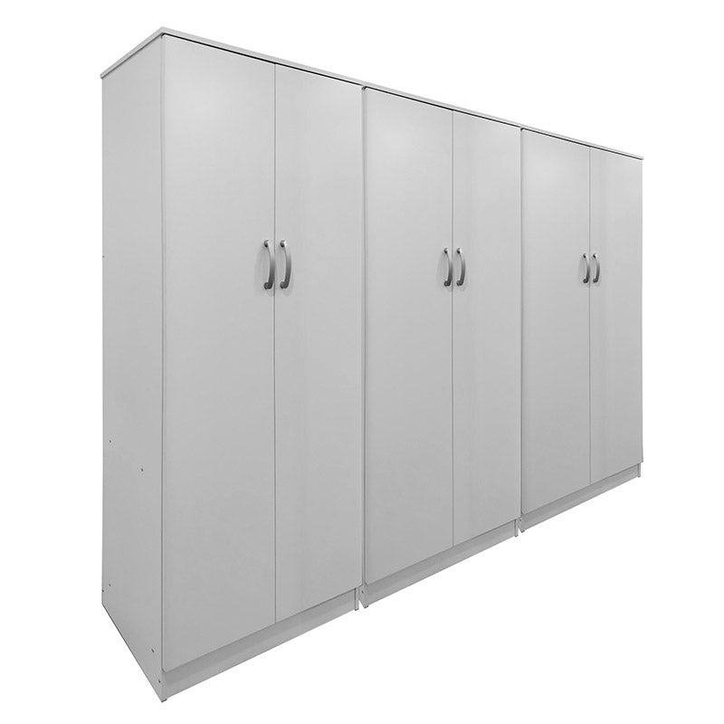 Ντουλάπα εξάφυλλη Athos ΙΙ  λευκή 240x42x180εκ - Pakobazaar