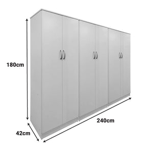 Ντουλάπα εξάφυλλη Athos ΙΙ  λευκή 240x42x180εκ - Pakobazaar
