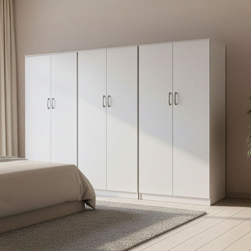 Ντουλάπα εξάφυλλη Athos ΙΙ  λευκή 240x42x180εκ - Pakobazaar
