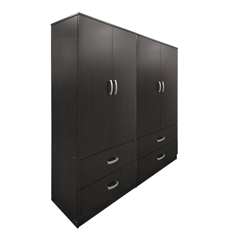 Ντουλάπα τετράφυλλη με συρτάρια Athos  wenge 160x42x180εκ - Pakobazaar