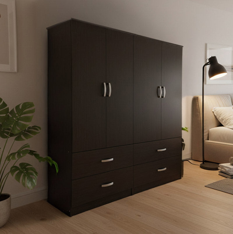 Ντουλάπα τετράφυλλη με συρτάρια Athos  wenge 160x42x180εκ - Pakobazaar