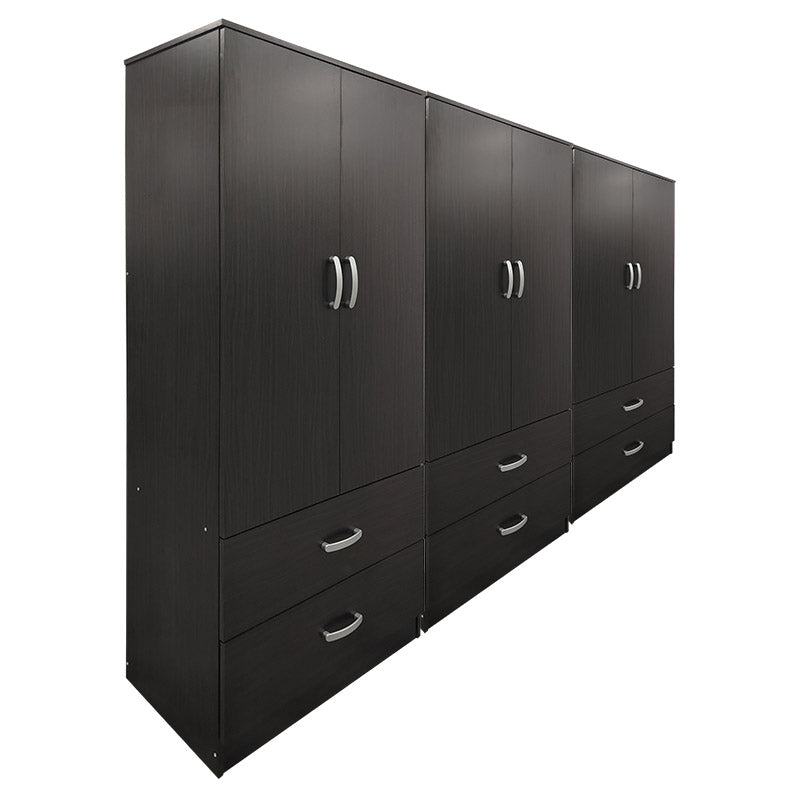 Ντουλάπα εξάφυλλη με συρτάρια Athos  wenge 240x42x180εκ - Pakobazaar