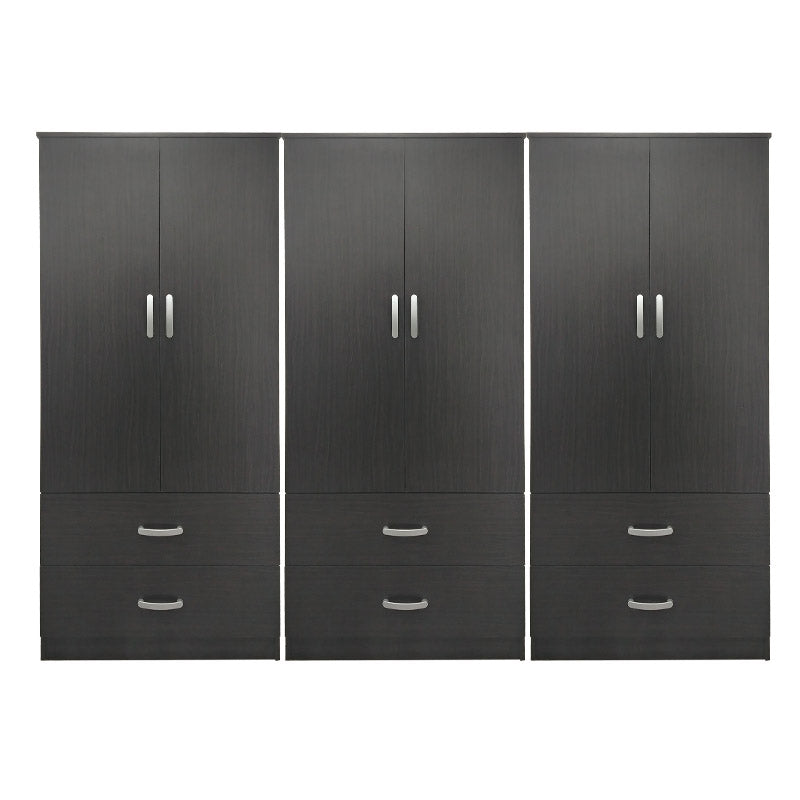Ντουλάπα εξάφυλλη με συρτάρια Athos  wenge 240x42x180εκ - Pakobazaar