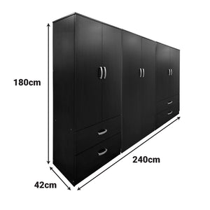Ντουλάπα εξάφυλλη Athos  wenge 240x42x180εκ - Pakobazaar