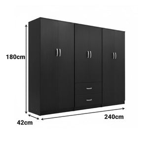 Ντουλάπα εξάφυλλη Athos Ι  wenge 240x42x180εκ - Pakobazaar