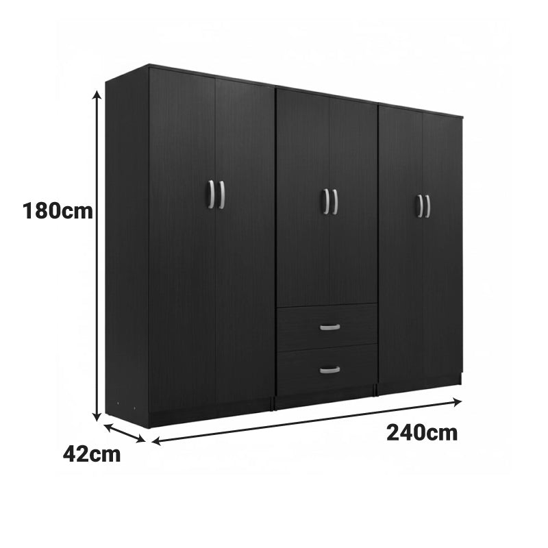 Ντουλάπα εξάφυλλη Athos Ι  wenge 240x42x180εκ - Pakobazaar