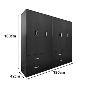 Ντουλάπα εξάφυλλη Athos  wenge 180x42x180εκ - Pakobazaar