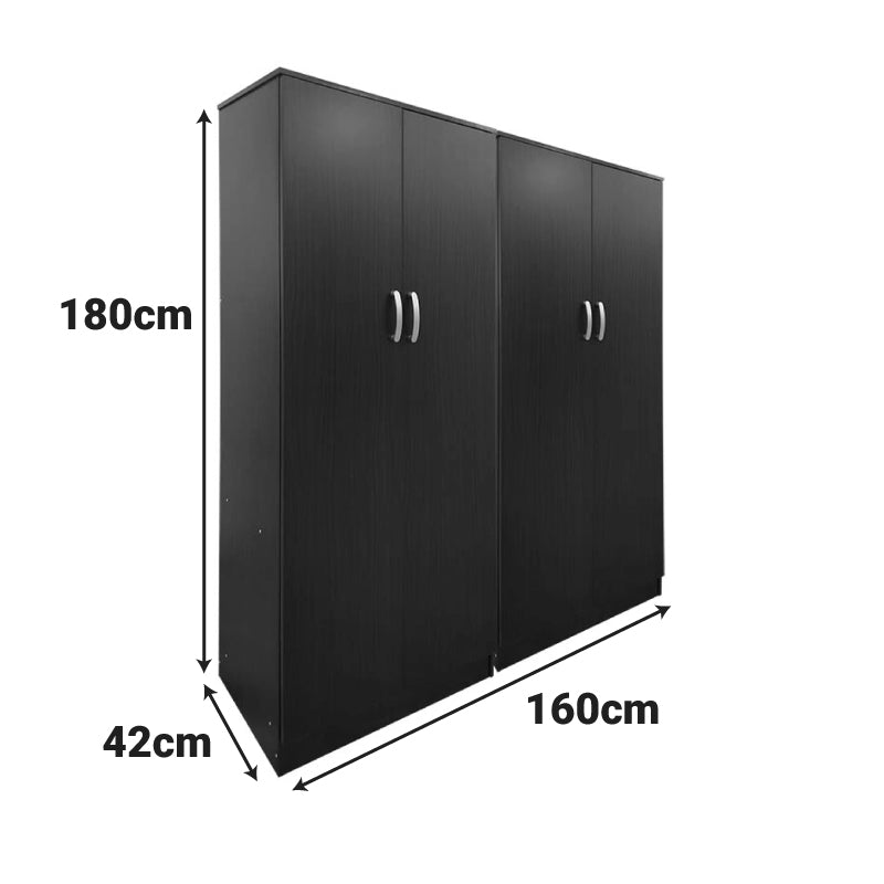 Ντουλάπα τετράφυλλη Athos Ι  wenge 160x42x180εκ - Pakobazaar