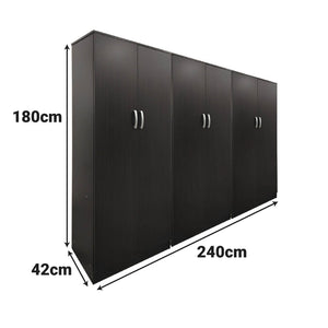 Ντουλάπα εξάφυλλη Athos  wenge 240x42x180εκ - Pakobazaar