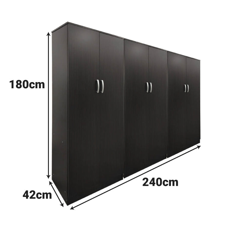Ντουλάπα εξάφυλλη Athos  wenge 240x42x180εκ - Pakobazaar