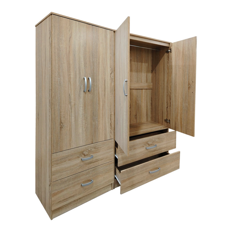 Ντουλάπα τετράφυλλη με συρτάρια Athos  sonoma 160x42x180εκ - Pakobazaar