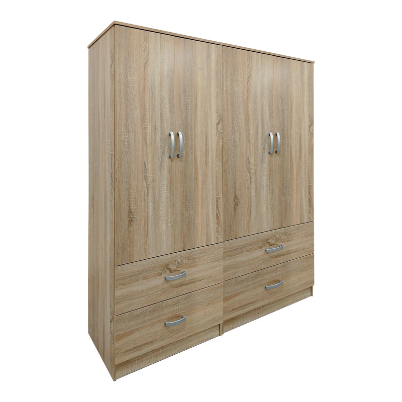 Ντουλάπα τετράφυλλη με συρτάρια Athos  sonoma 160x42x180εκ - Pakobazaar