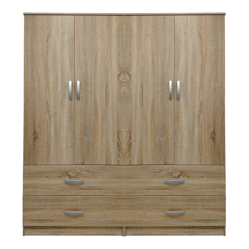 Ντουλάπα τετράφυλλη με συρτάρια Athos  sonoma 160x42x180εκ - Pakobazaar