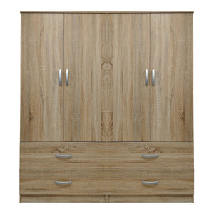 Ντουλάπα τετράφυλλη με συρτάρια Athos  sonoma 160x42x180εκ - Pakobazaar