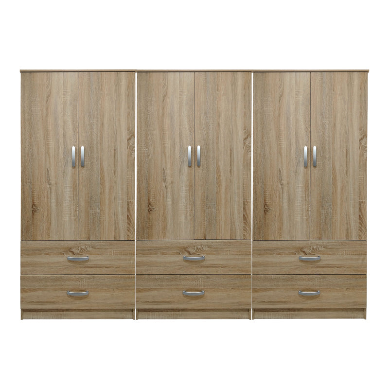 Ντουλάπα εξάφυλλη με συρτάρια Athos  sonoma 240x42x180εκ - Pakobazaar