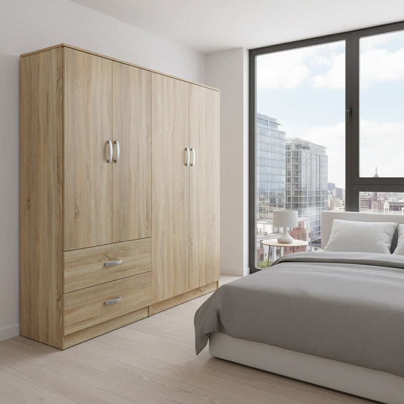 Ντουλάπα τετράφυλλη Athos  sonoma 160x42x180εκ - Pakobazaar