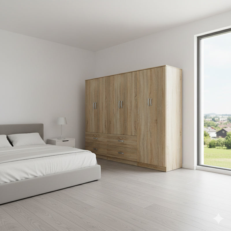 Ντουλάπα εξάφυλλη Athos  sonoma 240x42x180εκ - Pakobazaar